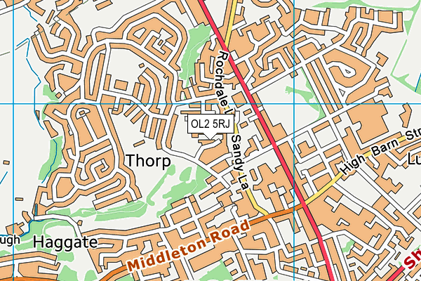 OL2 5RJ map - OS VectorMap District (Ordnance Survey)