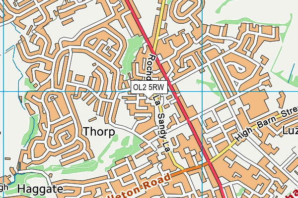 OL2 5RW map - OS VectorMap District (Ordnance Survey)