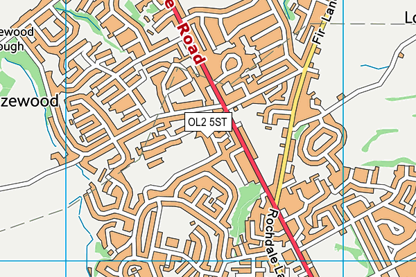 OL2 5ST map - OS VectorMap District (Ordnance Survey)