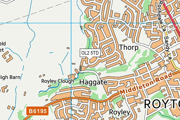 OL2 5TD map - OS VectorMap District (Ordnance Survey)