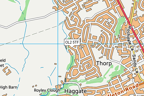 OL2 5TF map - OS VectorMap District (Ordnance Survey)