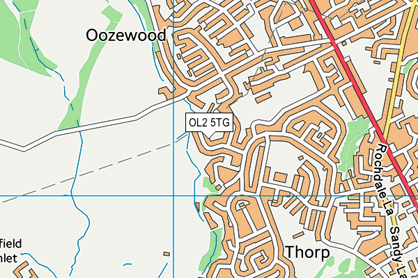 OL2 5TG map - OS VectorMap District (Ordnance Survey)
