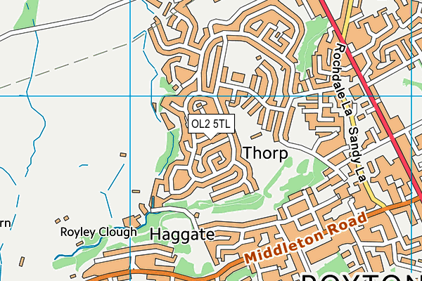 OL2 5TL map - OS VectorMap District (Ordnance Survey)