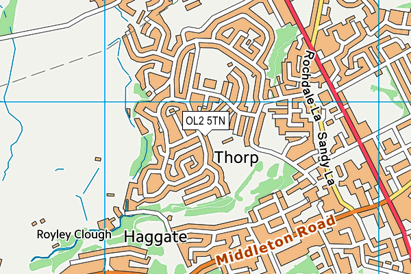 OL2 5TN map - OS VectorMap District (Ordnance Survey)