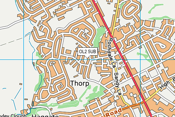 OL2 5UB map - OS VectorMap District (Ordnance Survey)