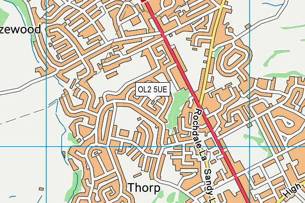 OL2 5UE map - OS VectorMap District (Ordnance Survey)