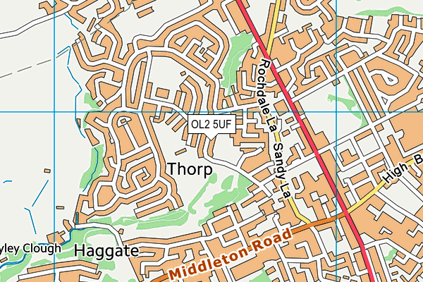 OL2 5UF map - OS VectorMap District (Ordnance Survey)