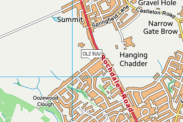 OL2 5UU map - OS VectorMap District (Ordnance Survey)