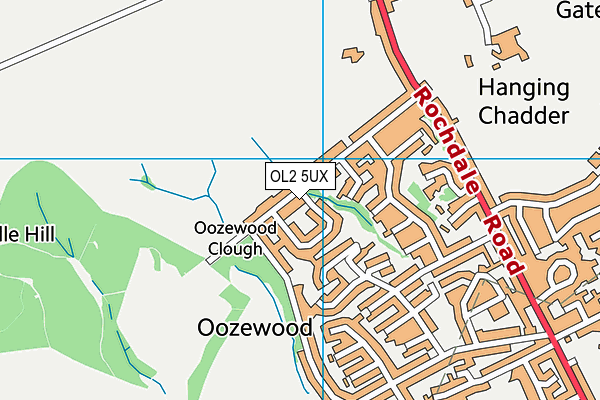 OL2 5UX map - OS VectorMap District (Ordnance Survey)