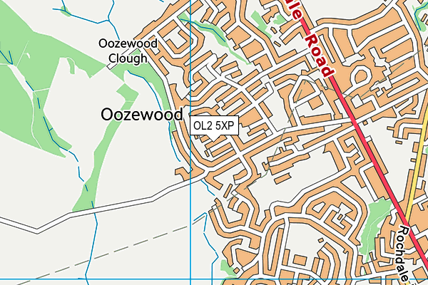 OL2 5XP map - OS VectorMap District (Ordnance Survey)