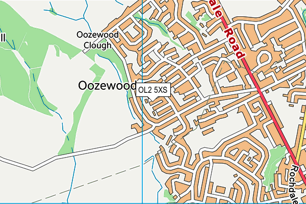 OL2 5XS map - OS VectorMap District (Ordnance Survey)