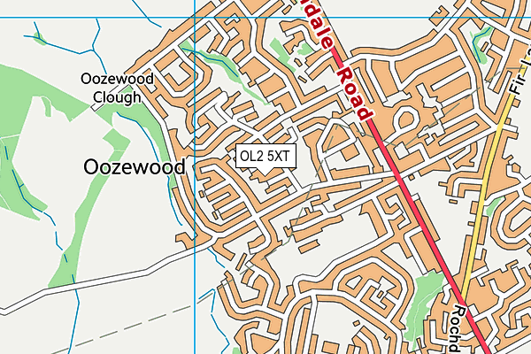 OL2 5XT map - OS VectorMap District (Ordnance Survey)