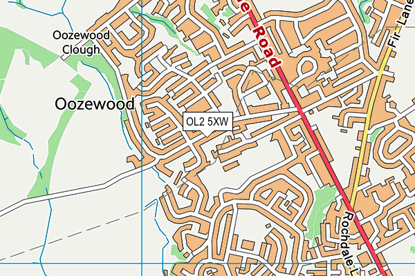 OL2 5XW map - OS VectorMap District (Ordnance Survey)