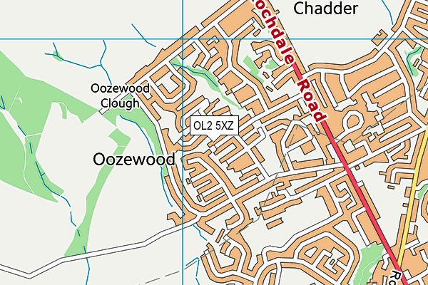 OL2 5XZ map - OS VectorMap District (Ordnance Survey)