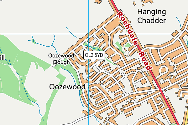 OL2 5YD map - OS VectorMap District (Ordnance Survey)