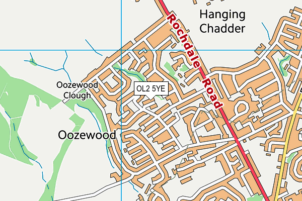OL2 5YE map - OS VectorMap District (Ordnance Survey)