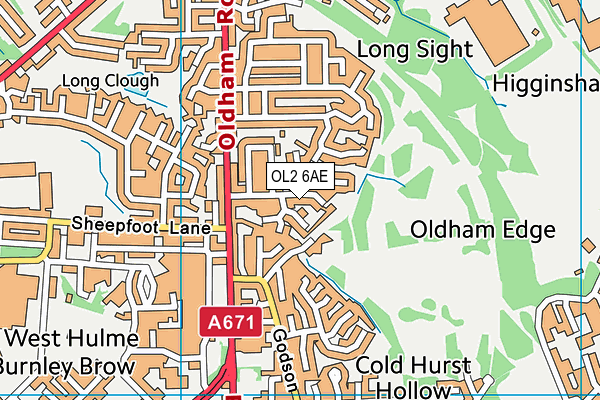 OL2 6AE map - OS VectorMap District (Ordnance Survey)