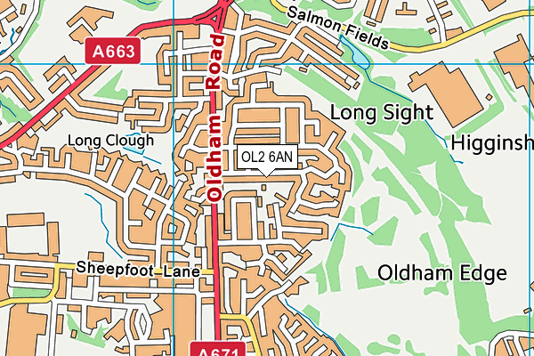 OL2 6AN map - OS VectorMap District (Ordnance Survey)