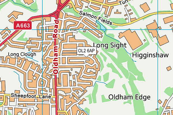 OL2 6AP map - OS VectorMap District (Ordnance Survey)