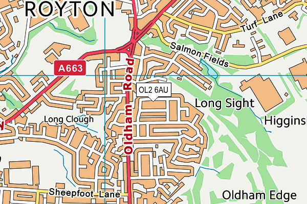 OL2 6AU map - OS VectorMap District (Ordnance Survey)