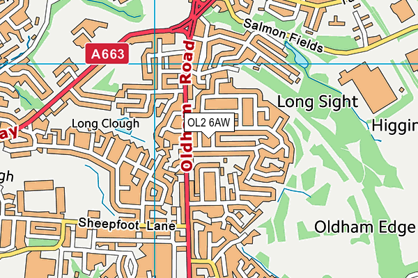 OL2 6AW map - OS VectorMap District (Ordnance Survey)