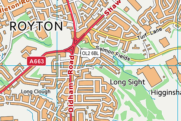 OL2 6BL map - OS VectorMap District (Ordnance Survey)