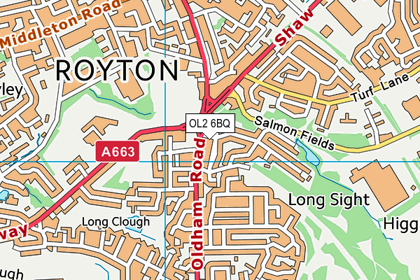 OL2 6BQ map - OS VectorMap District (Ordnance Survey)