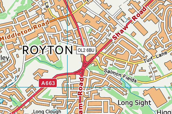 OL2 6BU map - OS VectorMap District (Ordnance Survey)