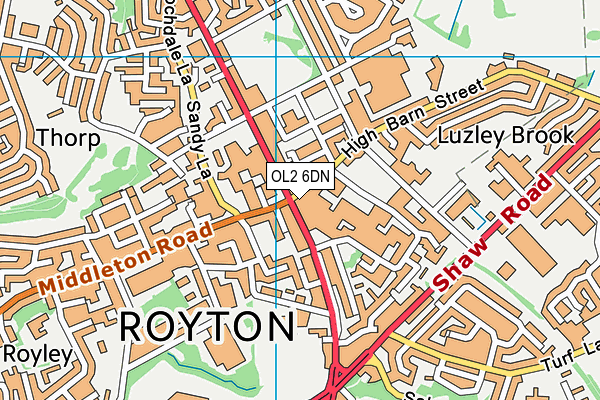 OL2 6DN map - OS VectorMap District (Ordnance Survey)