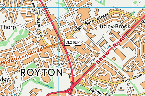 OL2 6DP map - OS VectorMap District (Ordnance Survey)