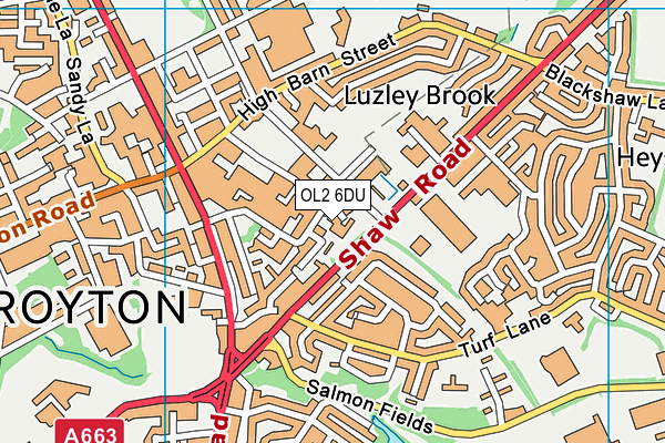 OL2 6DU map - OS VectorMap District (Ordnance Survey)