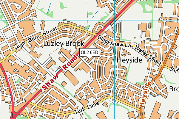 OL2 6ED map - OS VectorMap District (Ordnance Survey)