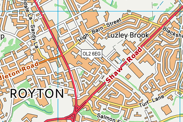 OL2 6EG map - OS VectorMap District (Ordnance Survey)