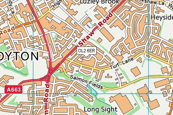 OL2 6ER map - OS VectorMap District (Ordnance Survey)