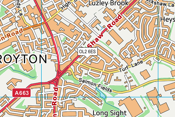 OL2 6ES map - OS VectorMap District (Ordnance Survey)