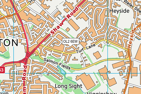 OL2 6EW map - OS VectorMap District (Ordnance Survey)