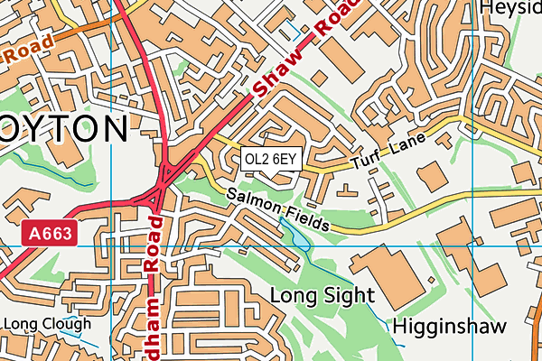 OL2 6EY map - OS VectorMap District (Ordnance Survey)