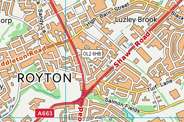 OL2 6HB map - OS VectorMap District (Ordnance Survey)