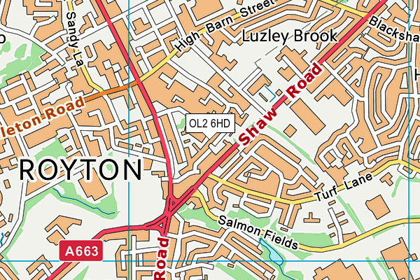 OL2 6HD map - OS VectorMap District (Ordnance Survey)