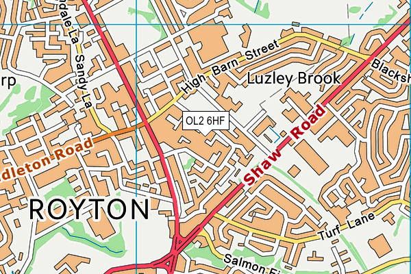 OL2 6HF map - OS VectorMap District (Ordnance Survey)