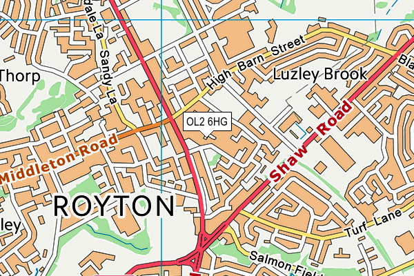 OL2 6HG map - OS VectorMap District (Ordnance Survey)