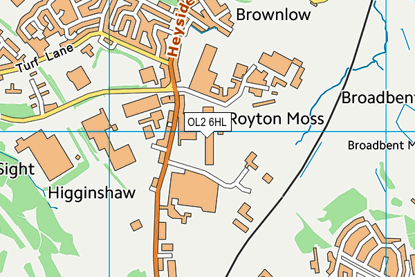 OL2 6HL map - OS VectorMap District (Ordnance Survey)