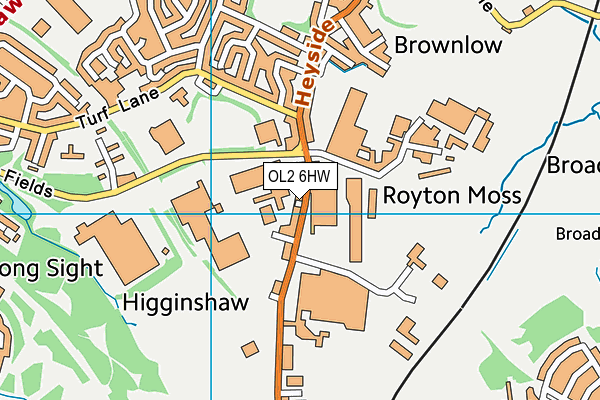 OL2 6HW map - OS VectorMap District (Ordnance Survey)