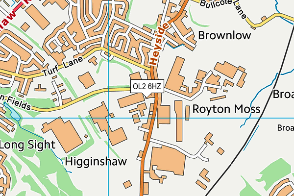 OL2 6HZ map - OS VectorMap District (Ordnance Survey)