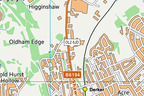 OL2 6JD map - OS VectorMap District (Ordnance Survey)