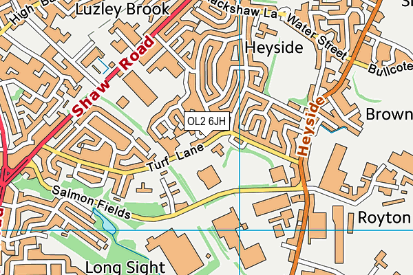 OL2 6JH map - OS VectorMap District (Ordnance Survey)