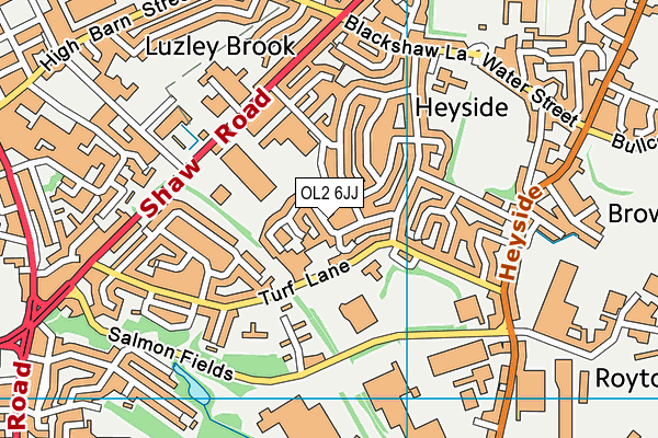 OL2 6JJ map - OS VectorMap District (Ordnance Survey)