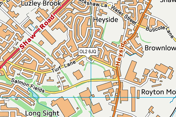 OL2 6JQ map - OS VectorMap District (Ordnance Survey)
