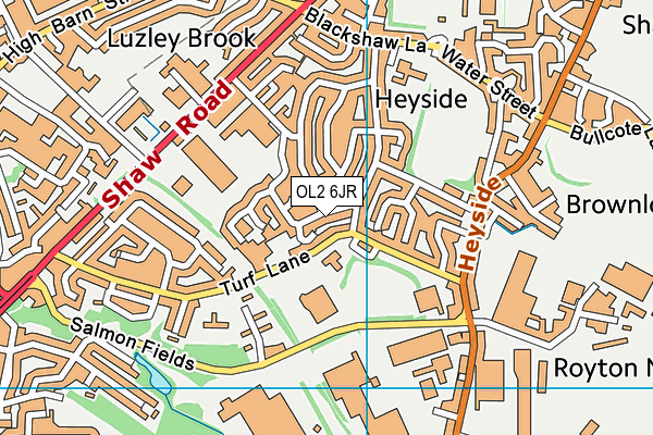 OL2 6JR map - OS VectorMap District (Ordnance Survey)