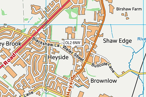 OL2 6NW map - OS VectorMap District (Ordnance Survey)